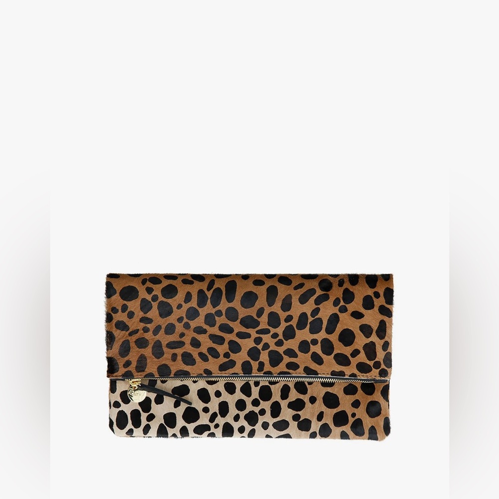 NWT Clare V. Leopard Foldover Clutch calf hair - Picture 3 of 8
